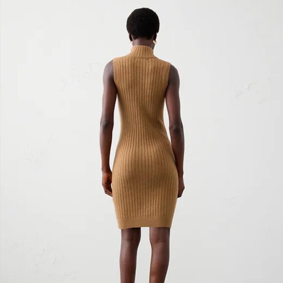 Banana Republic Ribbed Mini Sweater Dress, Dark Carmel, Medium - Picture 2 of 4